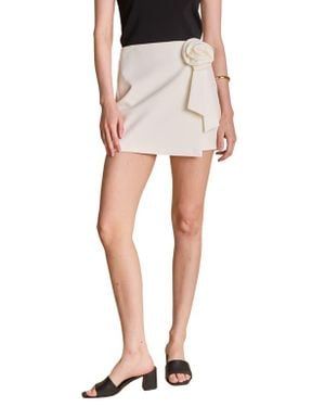 Endless Rose Rosette Faux Wrap Miniskirt - White