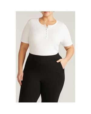 UNIVERSAL STANDARD Stove Pipe Cotton Rib Henley - White