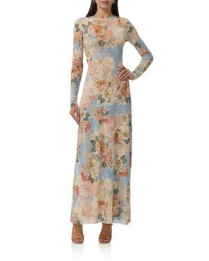 AFRM Paola Floral Print Long Sleeve Dress - Natural