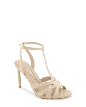 Kenneth Cole Liona Embossed T-Strap Sandal - Natural