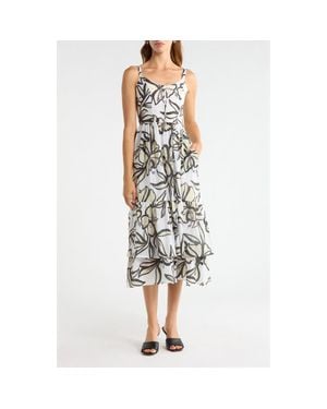 MELLODAY Floral Sweetheart Neck Tiered Dress - Multicolor