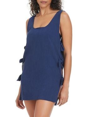 Sanctuary Side Tie Cotton Cover-Up Minidress - Blue