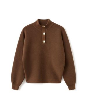 Mango Uptown Polo Sweater - Brown