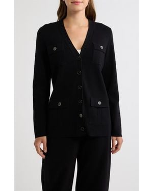 Anne Klein Four-Pocket Cardigan - Black