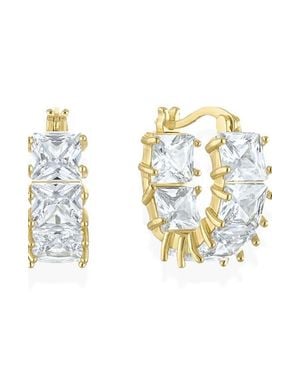 BEN ONI Square Cut Cubic Zirconia Huggie Hoops - Metallic