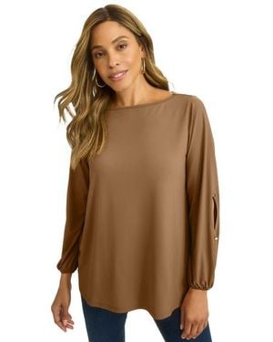 Jessica London Stretch Cutout Sleeve Top - Brown
