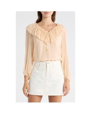 PAIGE Michelina Ruffle Neck Top - Natural