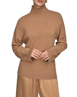 Donna Karan Wool & Cashmere Turtleneck Sweater - Brown