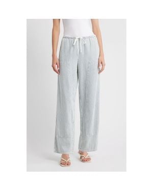 Rails Sanderson Stripe Wide Leg Cotton Blend Drawstring Pants - Blue