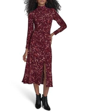 BCBGMAXAZRIA Abstract Print Long Sleeve Midi Dress - Purple