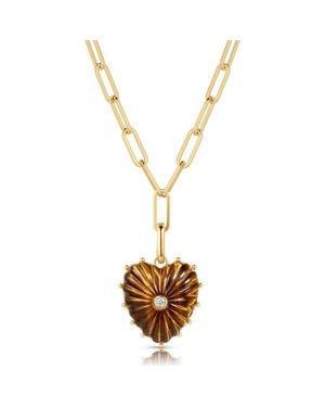 Thatch Malene Heart Charm Paperclip Pendant Necklace - Metallic