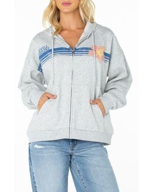 Roxy Sundown Zip Graphic Hoodie - Blue