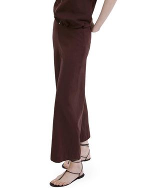 Mango Cotton & Linen Blend Crop Straight Leg Pants - Brown