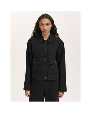 Finery London Kelsie Cotton Canvas Button Front Jacket - Black