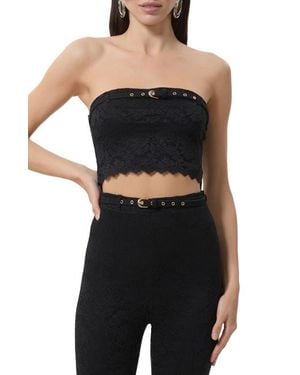 AFRM Remy Strapless Lace Crop Top - Black