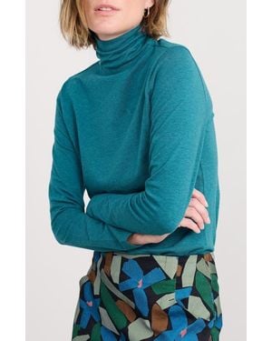 Seasalt Cornwall Landing Turtleneck Stretch Organic Cotton Top - Blue