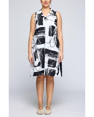 Luukaa Evadne Printed Poplin Dress With Cotton Lining - White