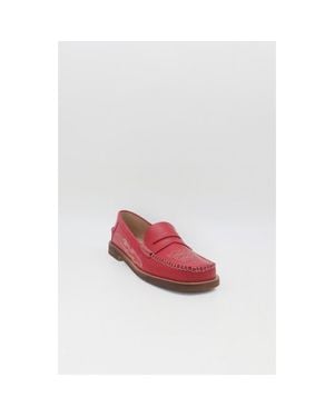 Stivali New York Baldanza Leather Western Embroidery Penny Loafers - Red