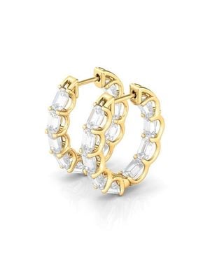 HauteCarat Emerald Cut Lab Created Diamond Inside Out Hoop Earrings - Metallic