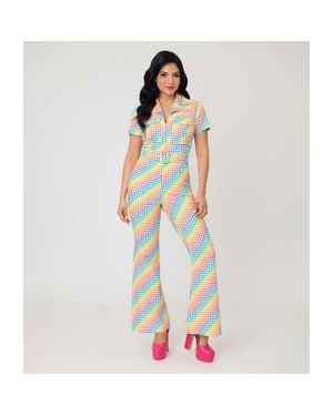 Smak Parlour Retro Flare Jumpsuit - Blue