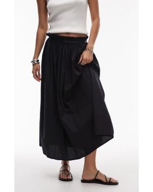 TOPSHOP Paperbag Waist Cotton Skirt - Black