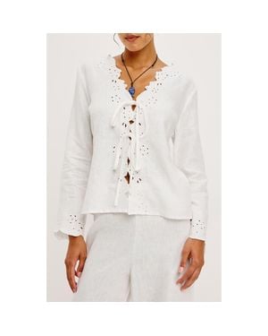 Rails Fleur Eyelet Linen Shirt - White