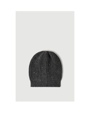 Brunello Cucinelli Cashmere And Silk Diamond Yarn Knit Beanie - Black