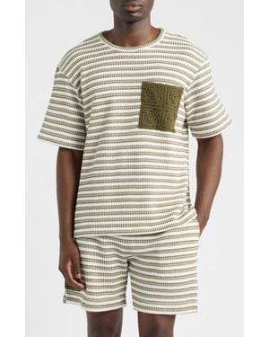 CHE Mathias Stripe Jacquard Pocket T-Shirt - Natural