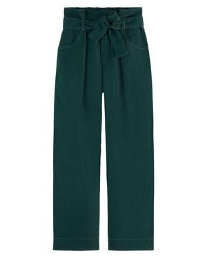 Scotch & Soda Kids' Paperbag Waist Belted Cotton Pants - Green