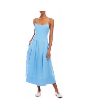 Fifteen Twenty Jessa Pleated Linen Blend Midi Sundress - Blue