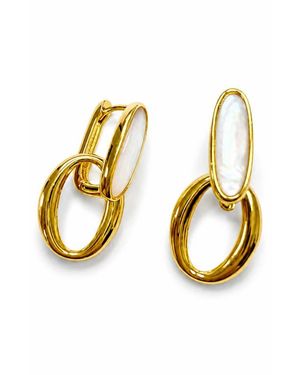 LA MENO Mother-Of-Pearl Loop Drop Earrings - Metallic