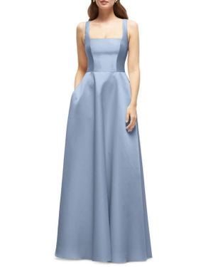 Dessy Collection Sleeveless Satin Gown - Blue