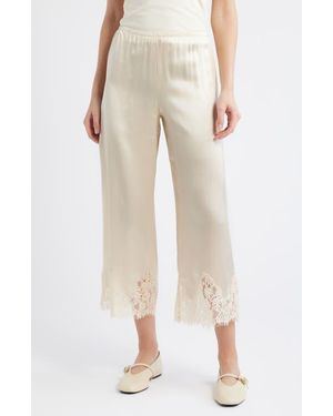 Reformation Carolina Silk Lace Hem Pant - Natural