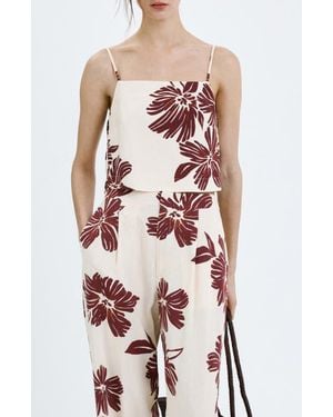 Mango Floral Cotton Tank - White