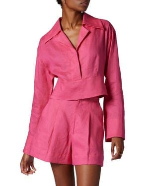 Equipment Beatrix Linen Crop Shirt - Pink
