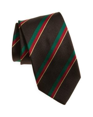 Drake's Reppe Stripe Silk Twill Tie - Black