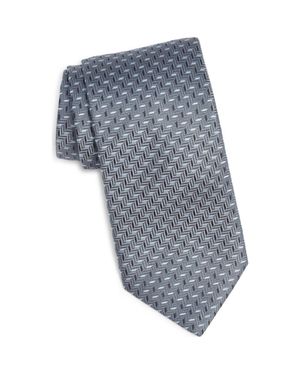 Canali Geometric Silk Tie - Gray