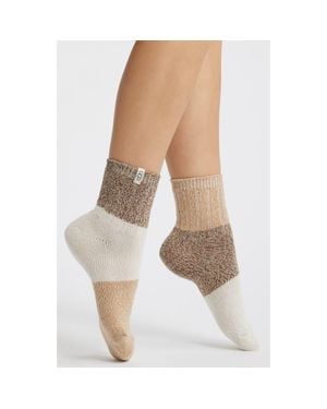 UGG Jhene Mismatched Colorblock Quarter Socks - Brown