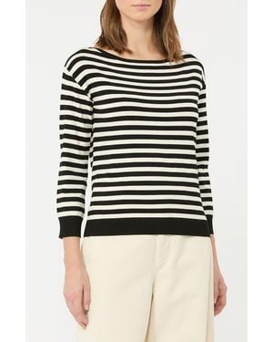 Weekend by Maxmara Stecca Striped Bateau Neck Sweater - Black