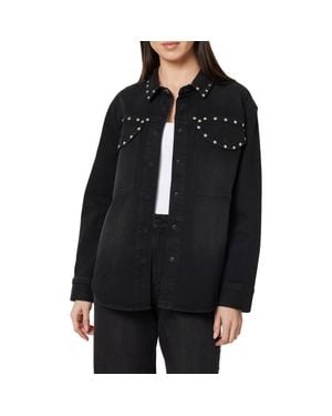Habitual Stud Detail Denim Shirt Jacket - Black