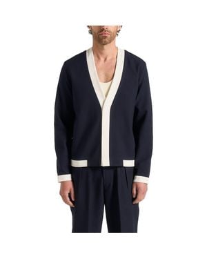 Manière De Voir Clovis Tailored Cardigan With Contrast Placket - Blue