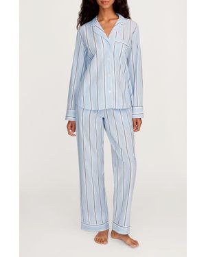 Petite Plume Cotton Twill Pajama Set - Blue