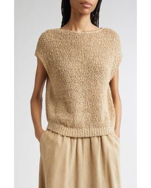 Lafayette 148 New York Loop Open Stitch Cotton & Silk Blend Shell - Natural
