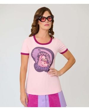 Unique Vintage Ringer Graphic Tee - Pink