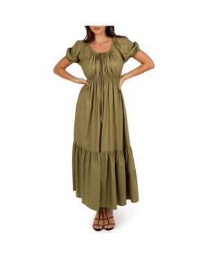 Petal & Pup Juliana Puff Sleeve Cotton Maxi Dress - Green