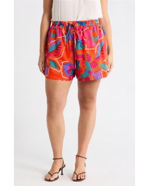 Sugarlips Kahlia Tropics Taliya Cotton Drawstring Shorts - Red