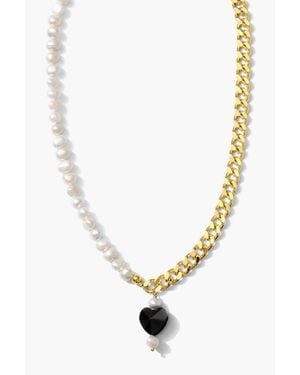 Joey Baby Baroque Freshwater Pearl Heart Chain Necklace - Metallic
