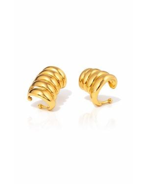 Kellery Sculptural Stainless Steel Ear Cuff Earrings - Metallic