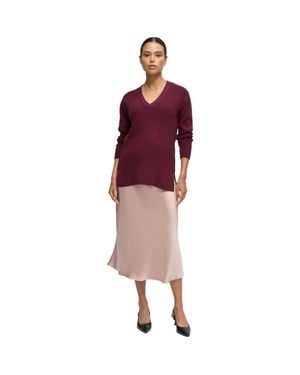 Ingrid & Isabel Bias Cut Satin Midi Maternity Slip Skirt - Red