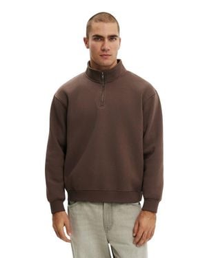 Cotton On 1/4 Zip Fleece - Brown